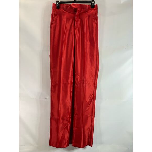 FERRECCI Men's Red Satin Short Super 150's Flat Front Suit Pant SZ 28S - Picture 1 of 14